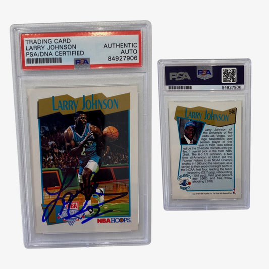1991-92 Larry Johnson NBA Hoops NBA Draft Rookie Card #546 Autographed PSA Auto Auntentic