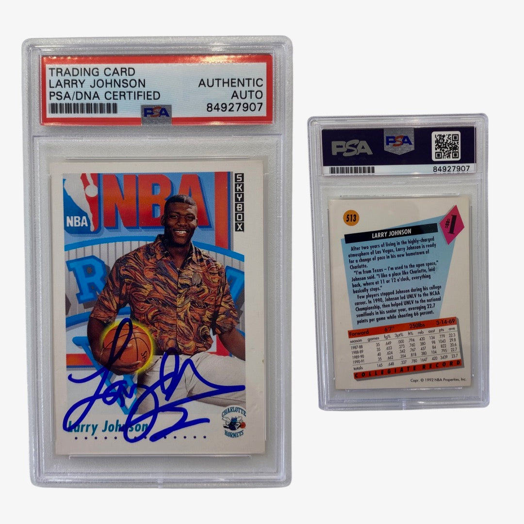 1991-92 Larry Johnson Skybox Rookie Card #513 Autographed PSA Auto Authentic