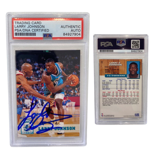 1993-94 Larry Johnson Skybox NBA Hoops #22 Autographed PSA Auto Authentic