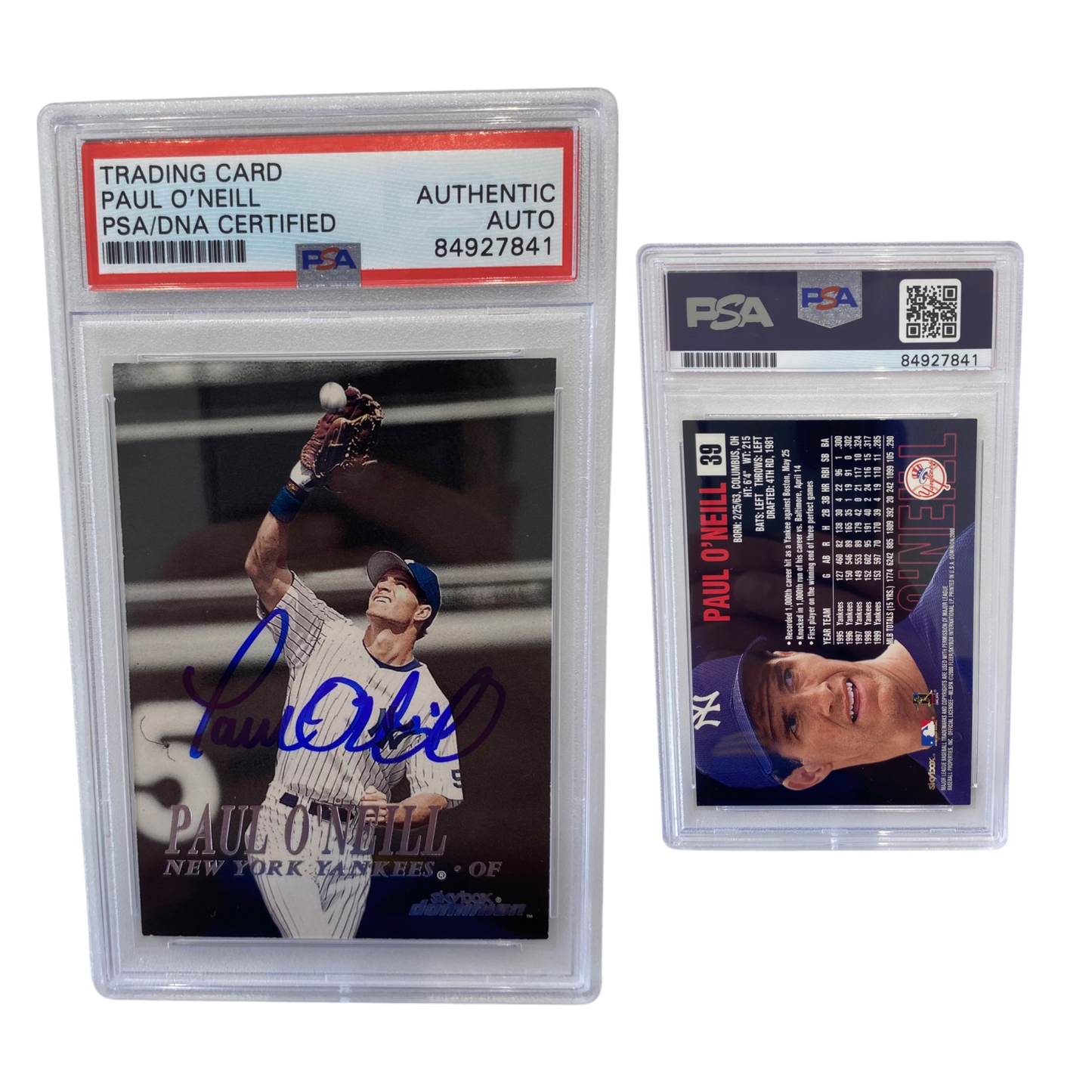 2000 Paul O'Neill Skybox Dominon #39 Autographed PSA Auto Authentic