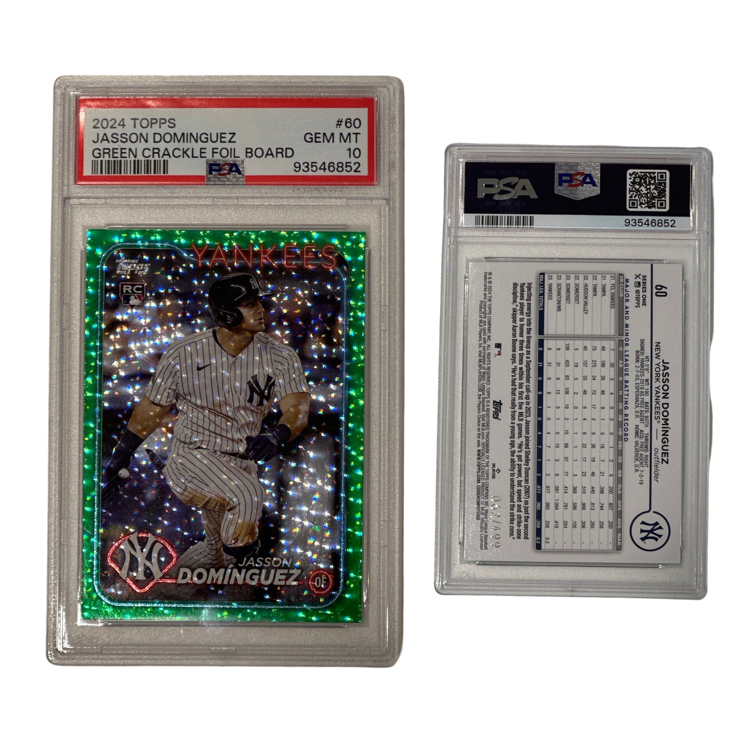 2024 Jasson Dominguez Topps Green Crackle Foil Board #60 GEM MT 10