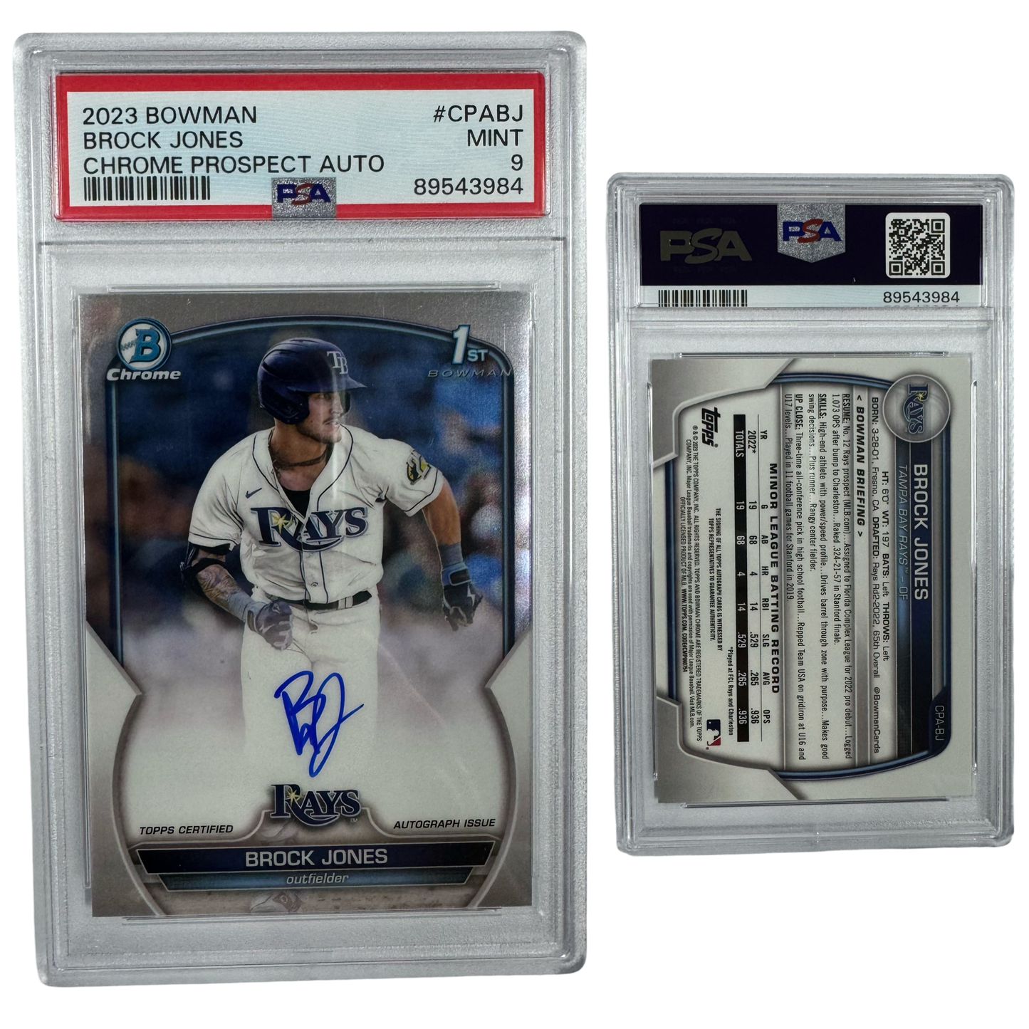 2023 Brock Jones Autographed Bowman Chrome Prospects Auto #CPABJ PSA MINT 9