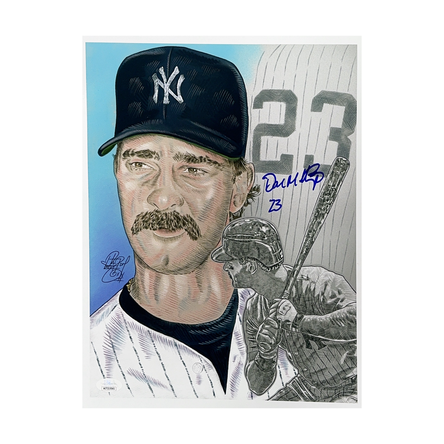 Don Mattingly Autographed New York Yankees Maz Adams Art Print 11x14 JSA - Unframed