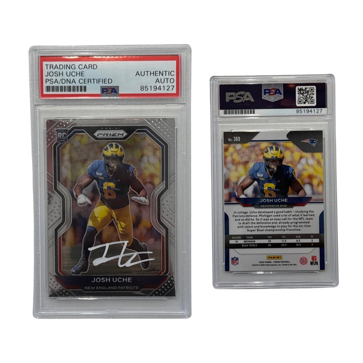 2020 Josh Uche Panini Prizm RC #369 PSA Authentic Auto