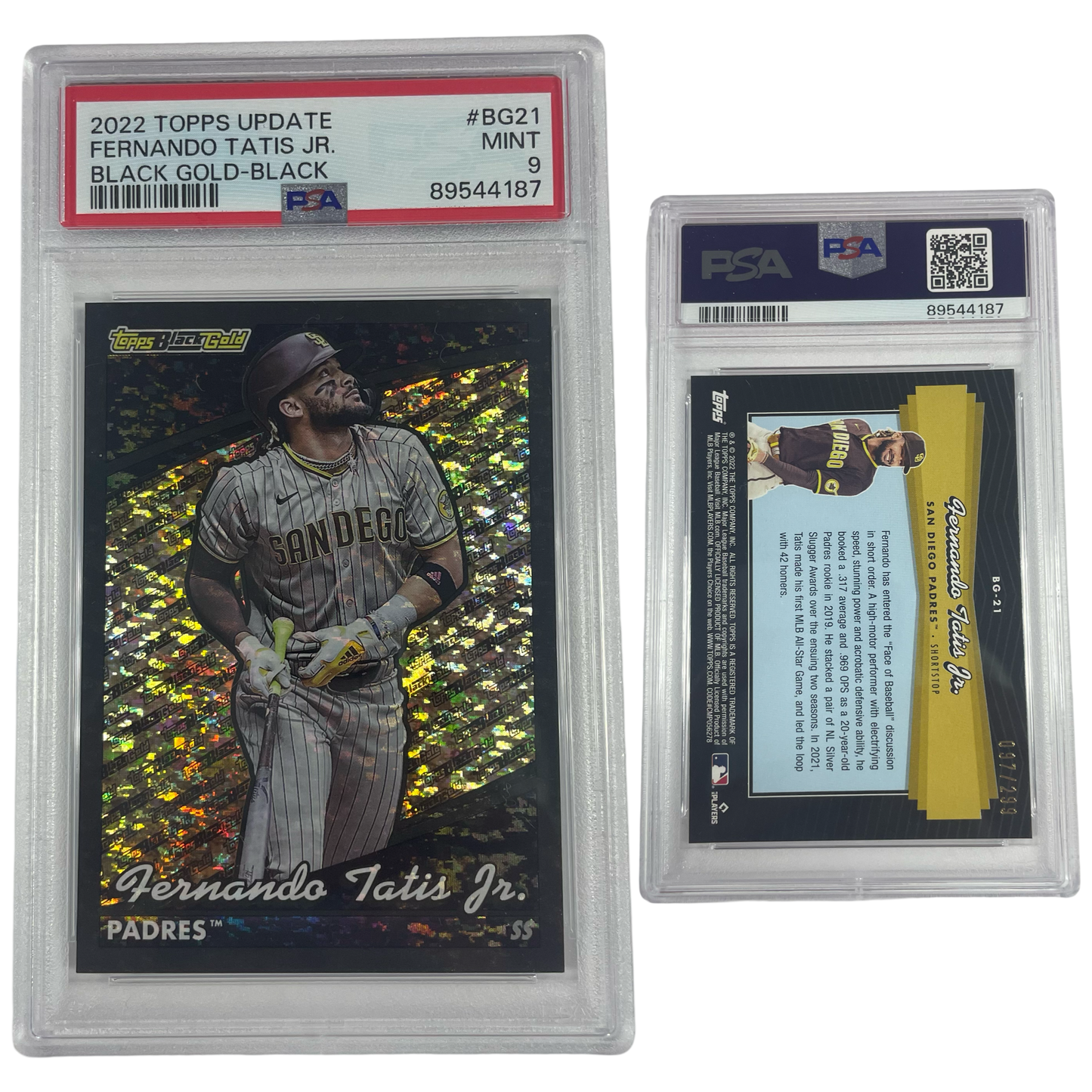 2022 Fernando Tatis Jr Topps Update Black Gold Black Refractor /299 #BG21 PSA MINT 9