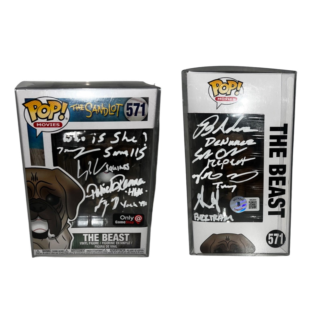 The Sandlot Cast Autographed "The Beast" Funko Pop Beckett