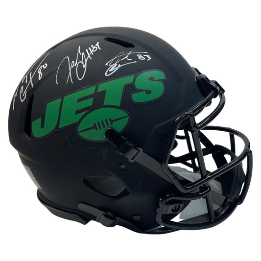 Wayne Chrebet, Santana Moss & Laveranues Coles Autographed New York Jets Eclipse Authentic Helmet Steiner CX