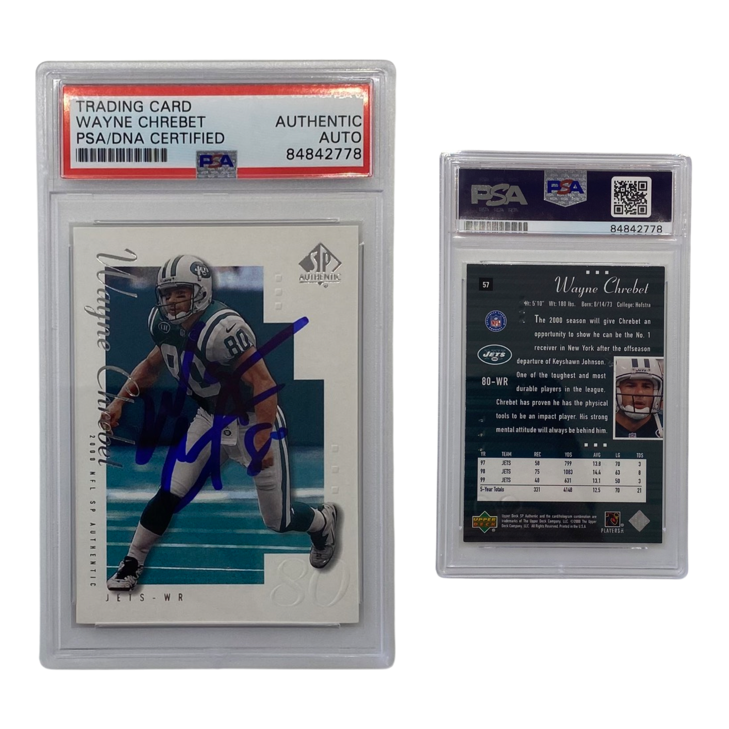 2000 Wayne Chrebet Upperdeck SP Authentic #57 Autographed PSA Auto Authentic