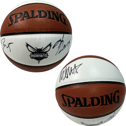 Kemba Walker, Malik Monk & Nicolas Batam Autographed Charlotte Hornets Mini Spalding Basketball JSA