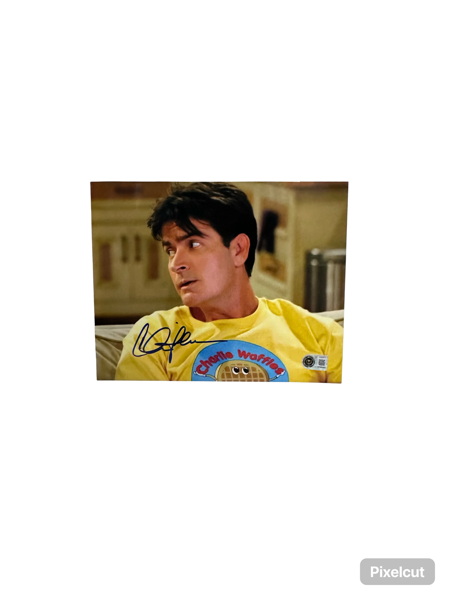 Charlie Sheen Autographed Charlie Waffles Two and a Half Men 8x10 Beckett BAS