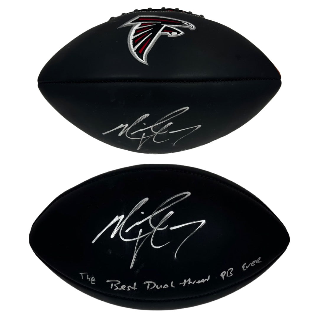 Michael Vick Autographed Atlanta Falcons Black Logo Football The Best Dual Threat QB Ever" Inscription JSA