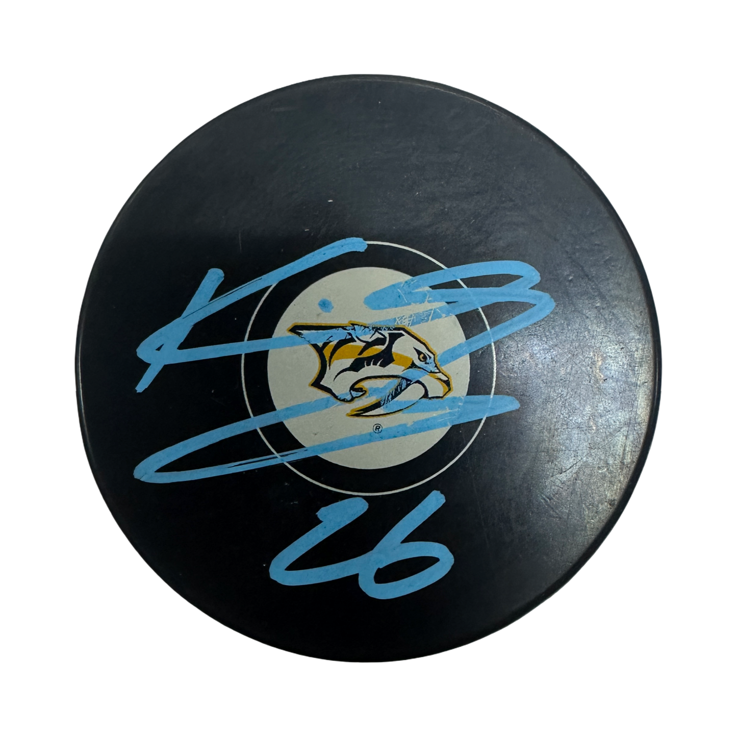 Kieffer Bellow Autographed Nashville Predators Logo Puck JSA