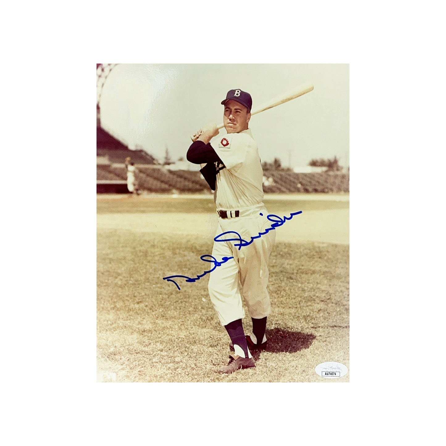 Duke Snider Autographed Brooklyn Dodgers Posed Swing 8x10 JSA