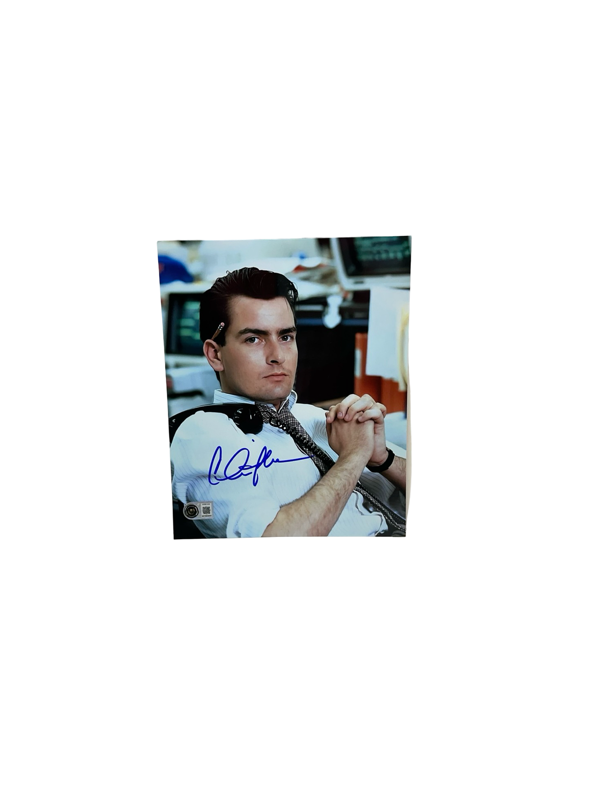 Charlie Sheen Autographed Wallstreet Movie Solo Photo 8x10 BAS