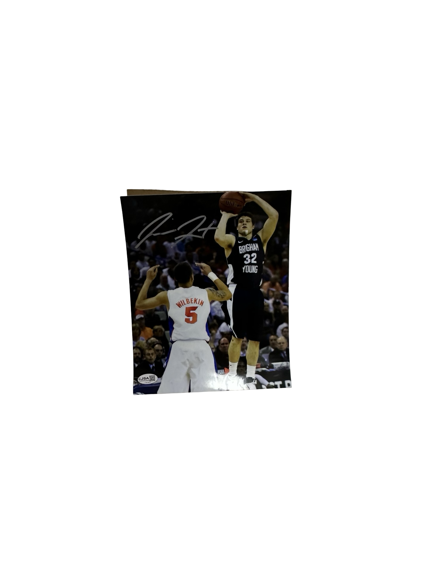 Jimmer Fredette Autographed BYU Cougars Navy 8x10 JSA