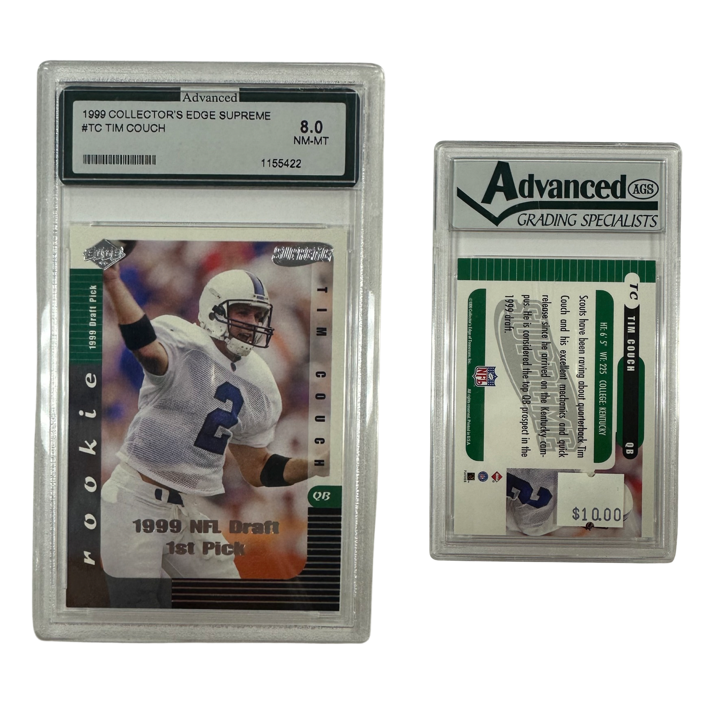 1999 Tim Couch Collectors Edge Supreme Rookie Card #TC AGS 8.0 NM-MT
