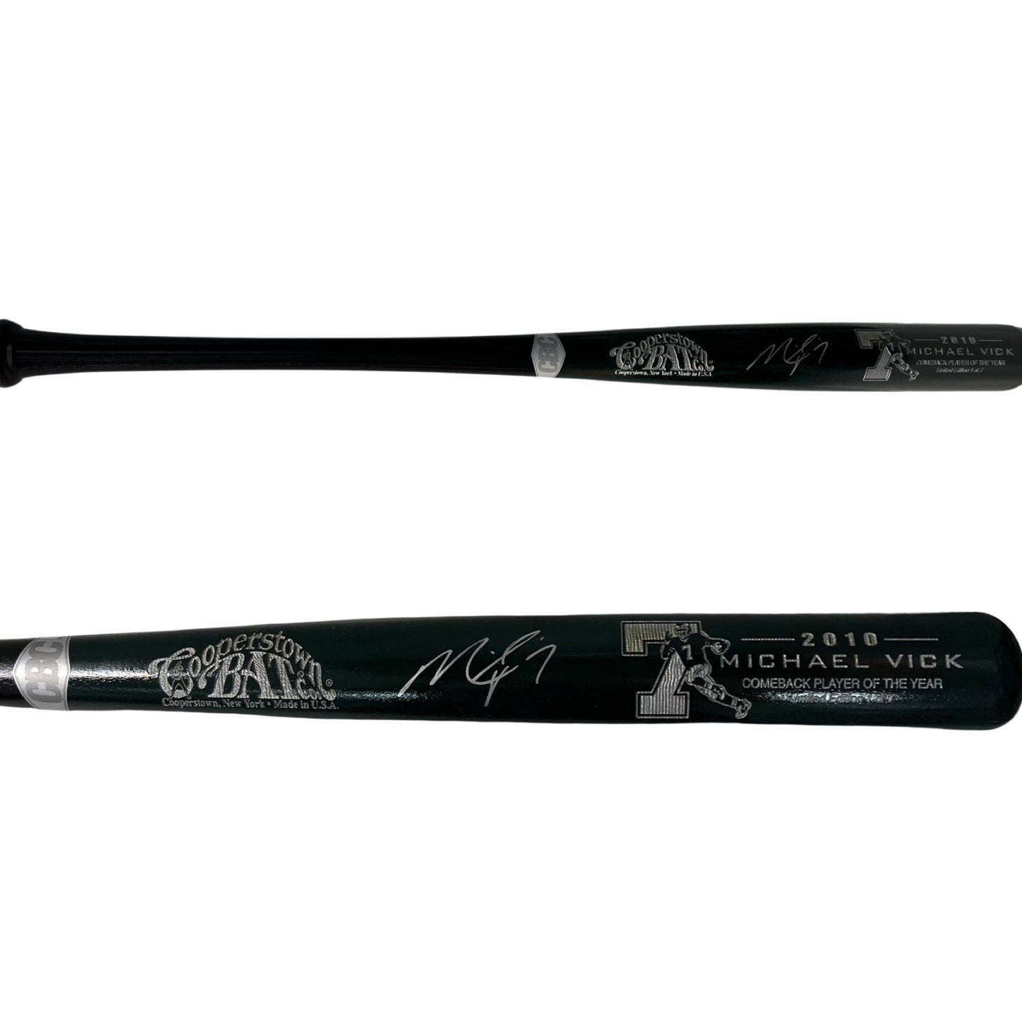 Michael Vick Autographed Philadelphia Eagles Green Barrel Cooperstown Bat JSA