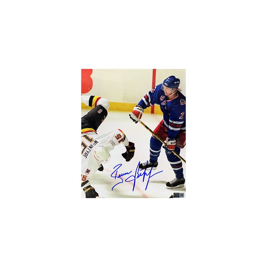Brian Leetch Autographed New York Rangers McIntyre Flip 8x10 Steiner CX