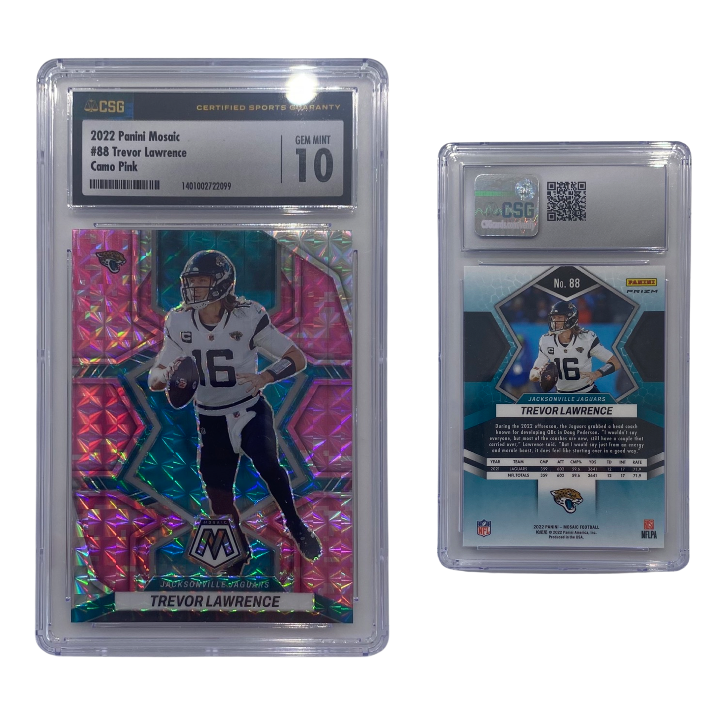 2022 Trevor Lawrence Panini Mosaic Camo Pink #88 CSG 10 GEM MINT