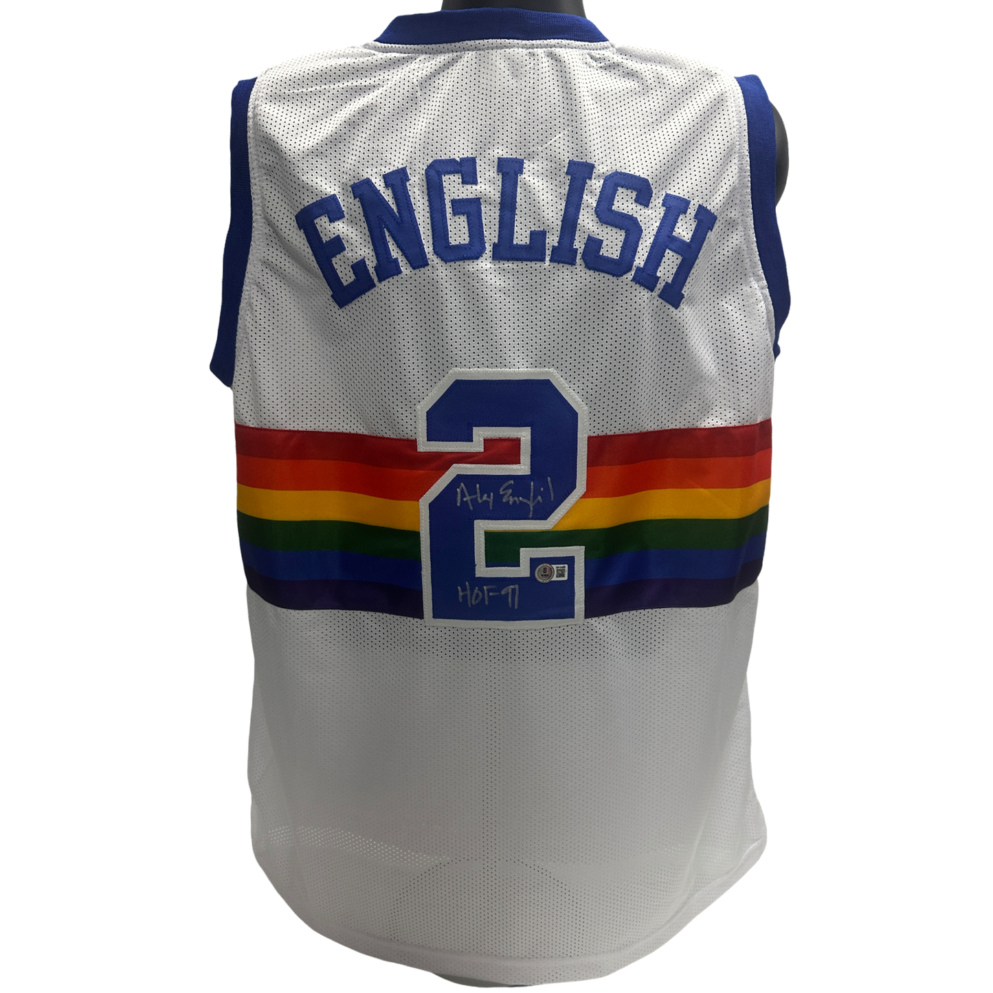 Alex English Autographed Denver Nuggets "HOF 17" Inscribed Jersey Becket
