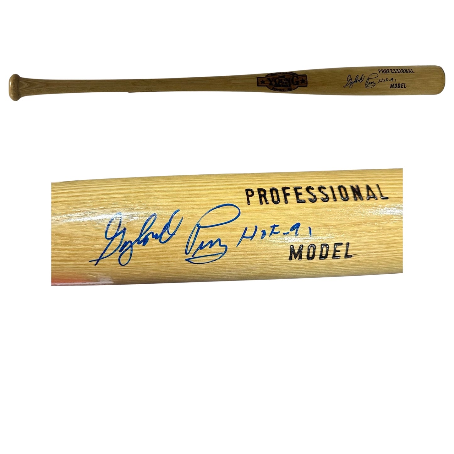 Gaylord Perry Autographed Tan Bat HOF 91 Inscription JSA