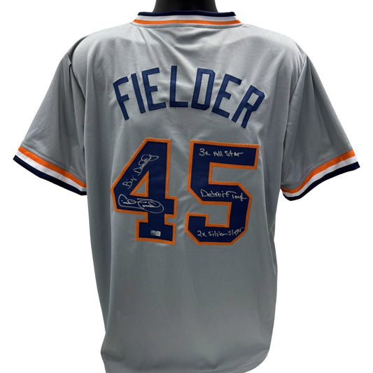 Cecil Fielder Autographed Detroit Tigers Grey Jersey “Big Daddy, 3x All Star, Detroit Tough, 2x Silver Slugger” Inscriptions Steiner CX