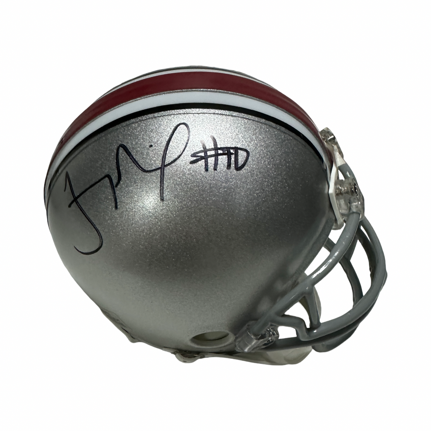 Troy Smith Autographed Ohio State Silver Mini Helmet Beckett