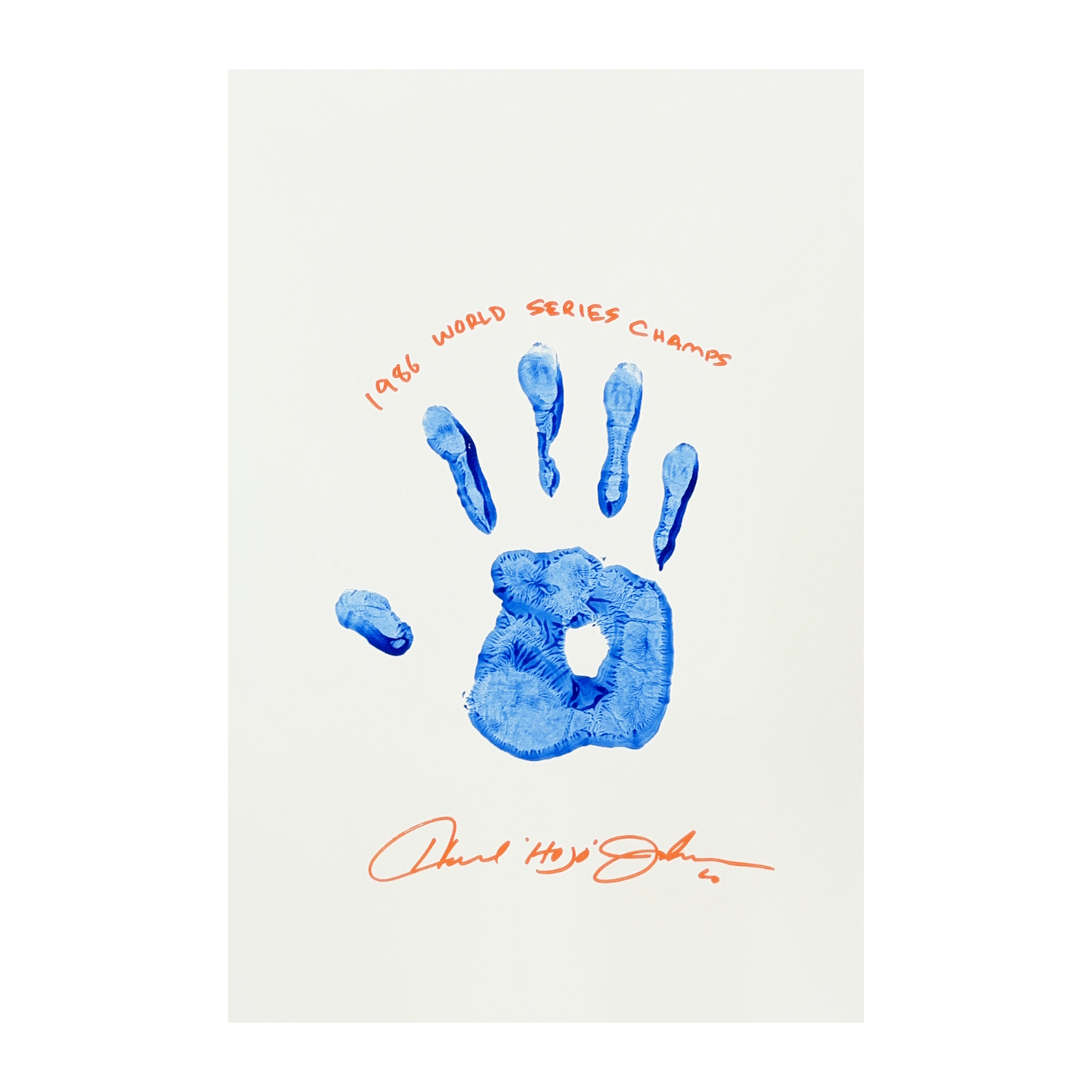 Howard Johnson Autographed New York Mets 11x14 w/ Blue Handprint 1986 WS Champs Steiner CX