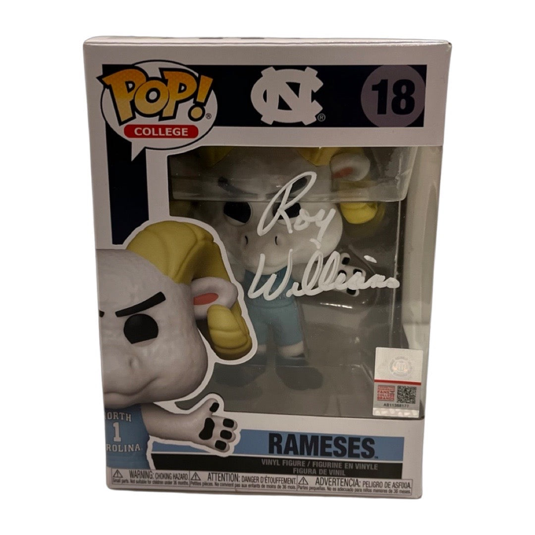 Roy Williams Autographed University of North Carolina Rameses Funko Pop White Ink Steiner CX