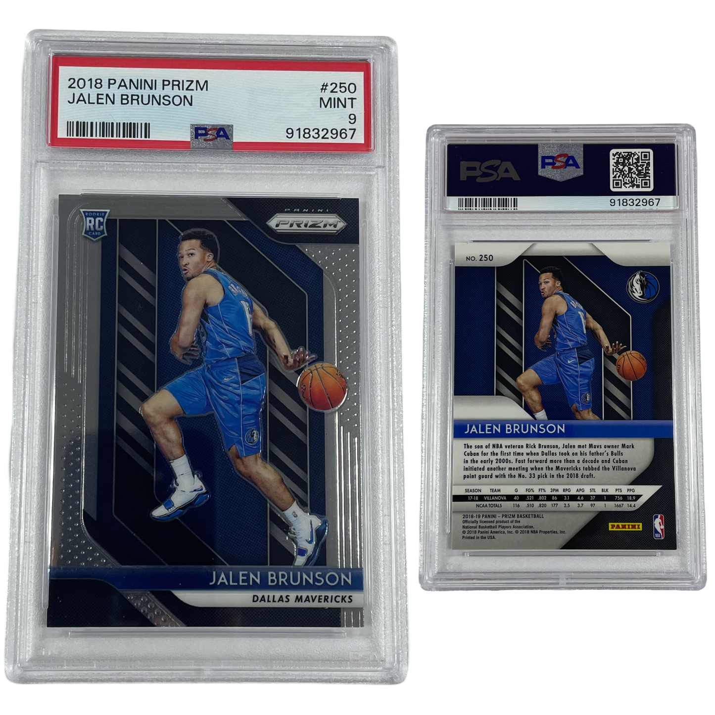 2018 Jalen Brunson Panini Prizm Rookie #250 PSA MINT 9
