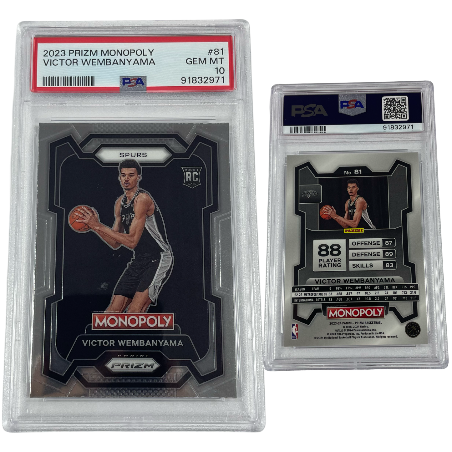 2023 Victor Wembanyama Panini Prizm Monopoly Rookie #81 PSA GEM MT 10