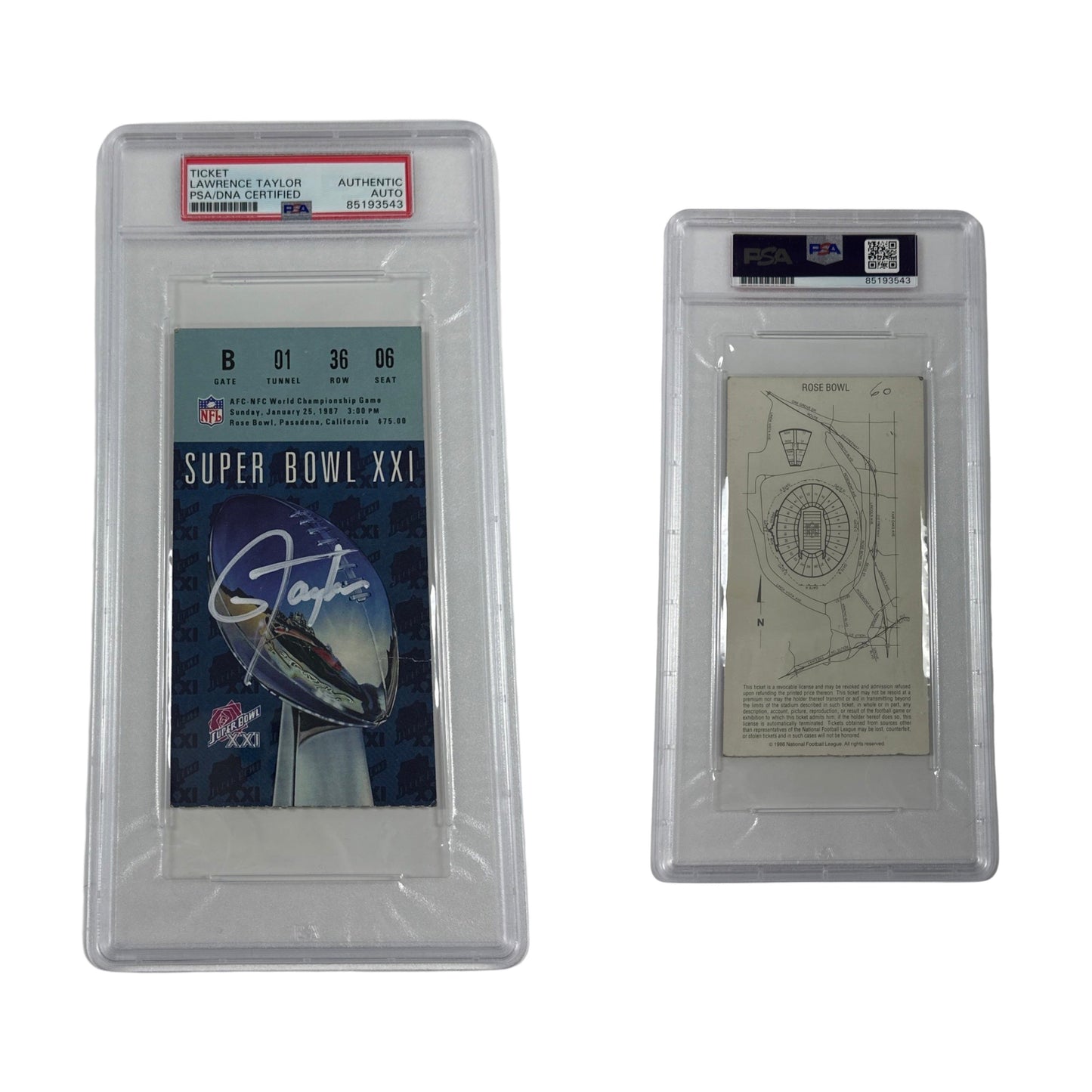 Lawrence Taylor Autographed New York Giants Super Bowl XXI Ticket PSA Auto Authentic