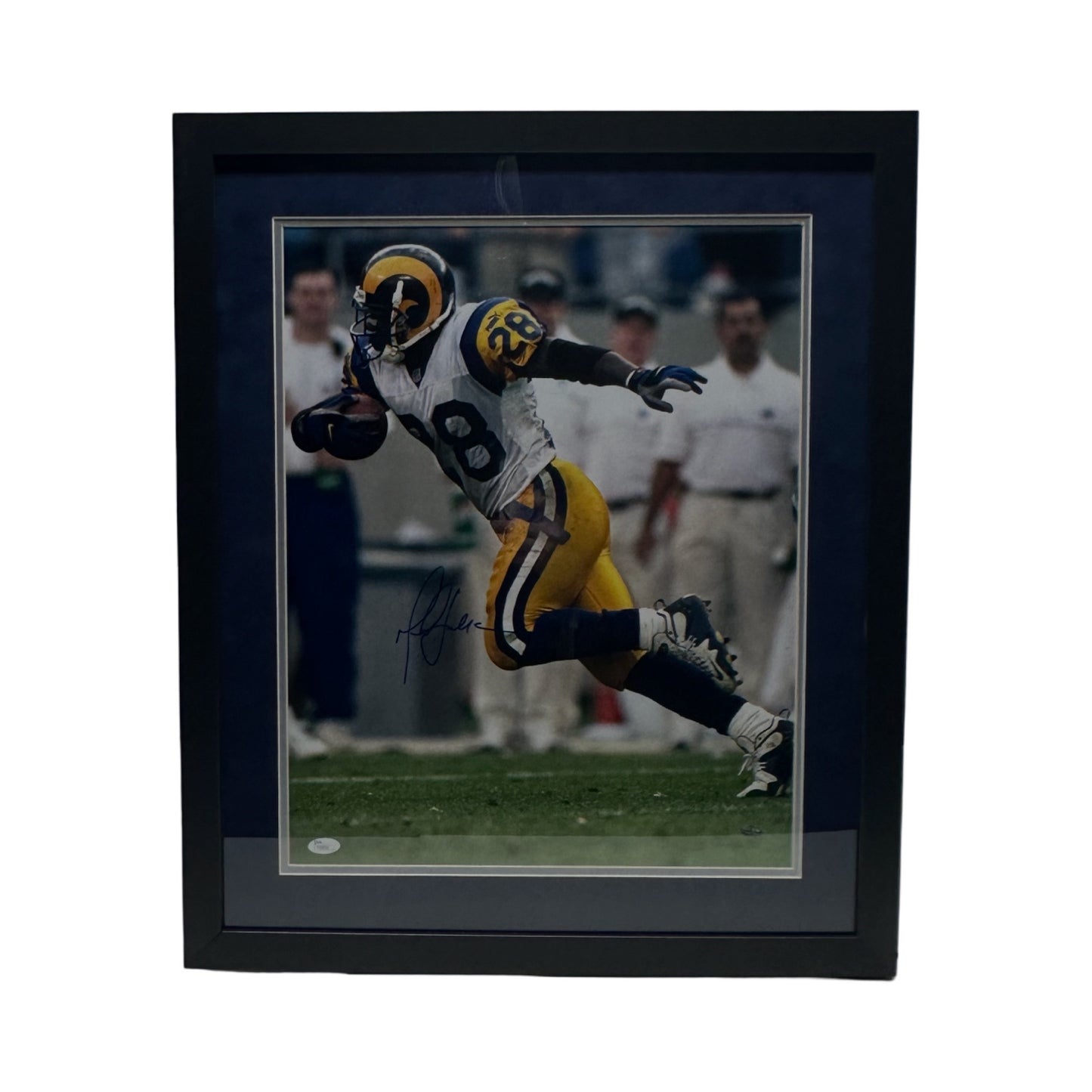 Marshall Faulk Autographed St. Louis Rams framed 16x20 photo JSA