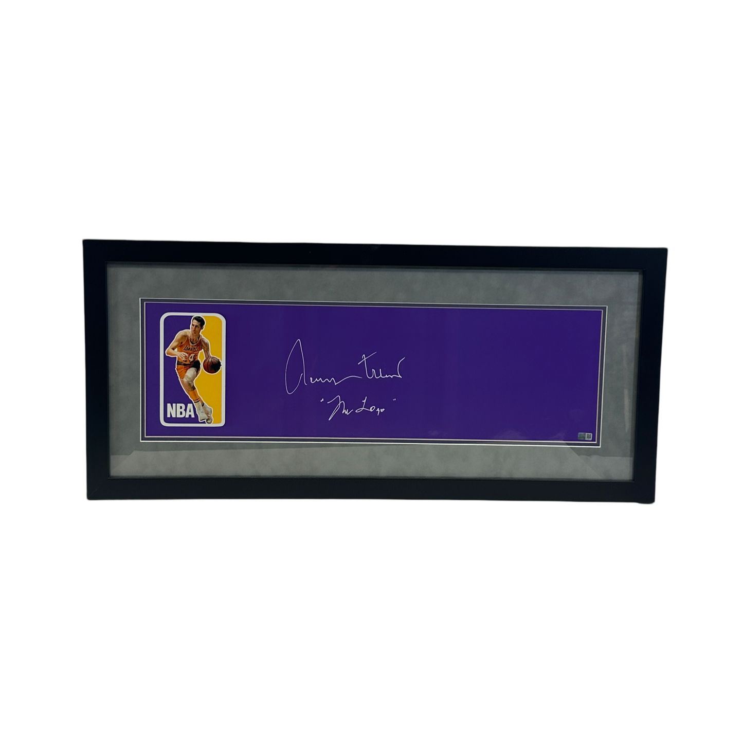 Jerry West Autographed Los Angeles Lakers "The Logo" Inscribed Framed 8x26 Steiner CX
