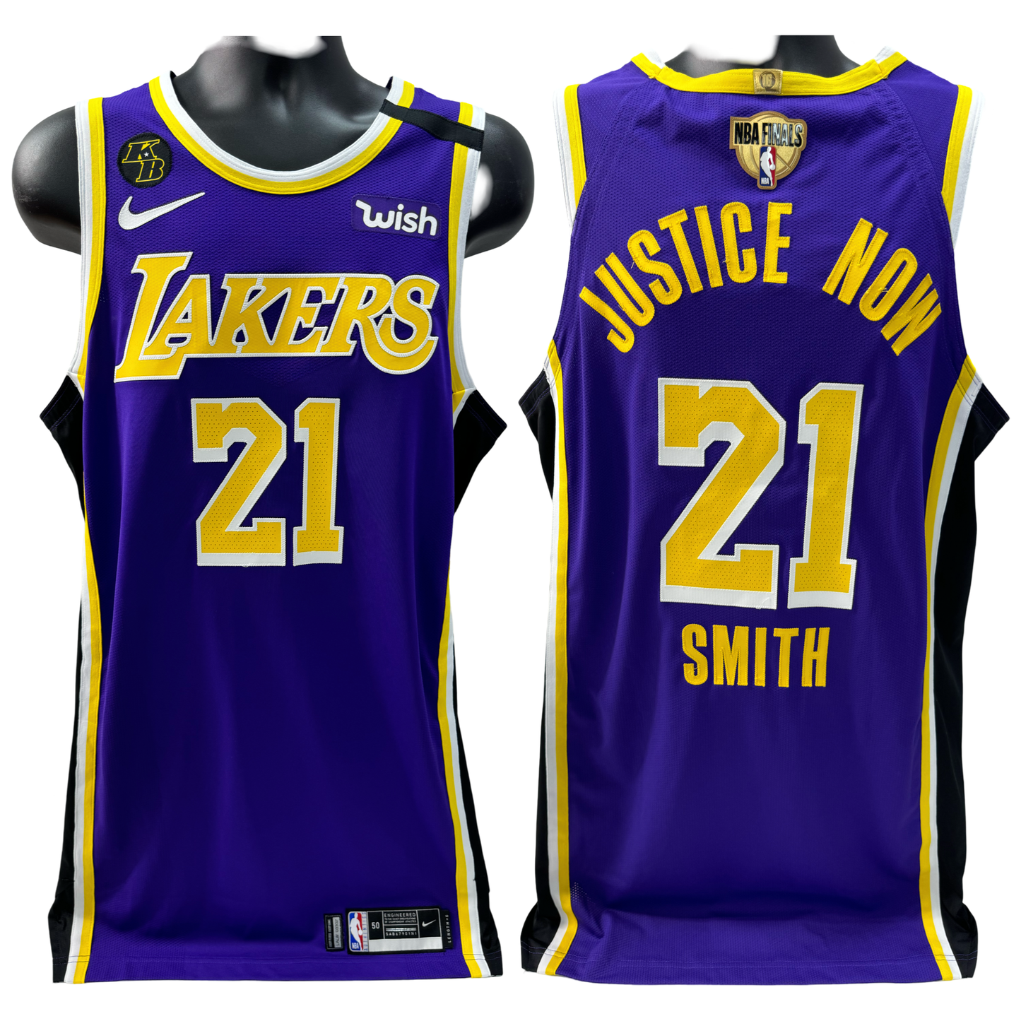 JR Smith Los Angeles Lakers 2020 NBA Finals Game Used Jersey Purple