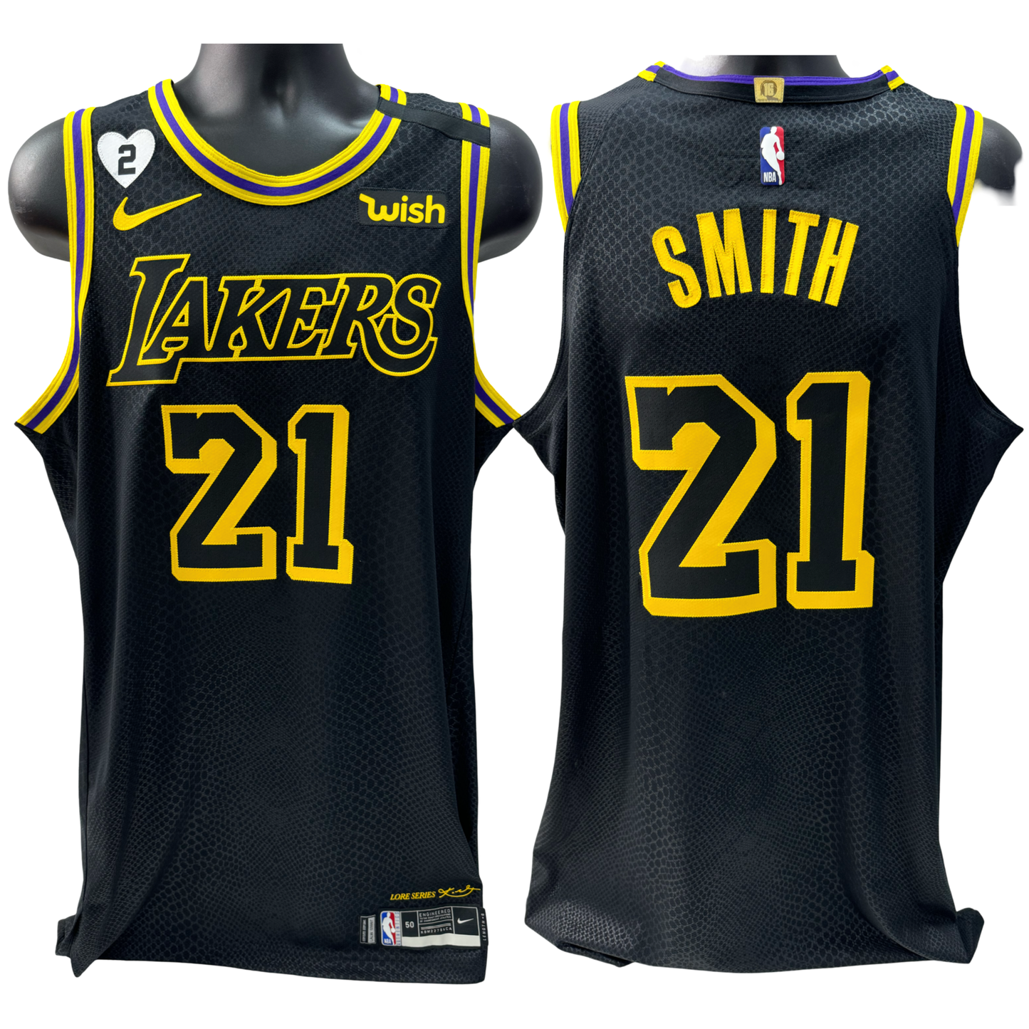 JR Smith Los Angeles Lakers 2020 NBA Finals Game Used Jersey Black