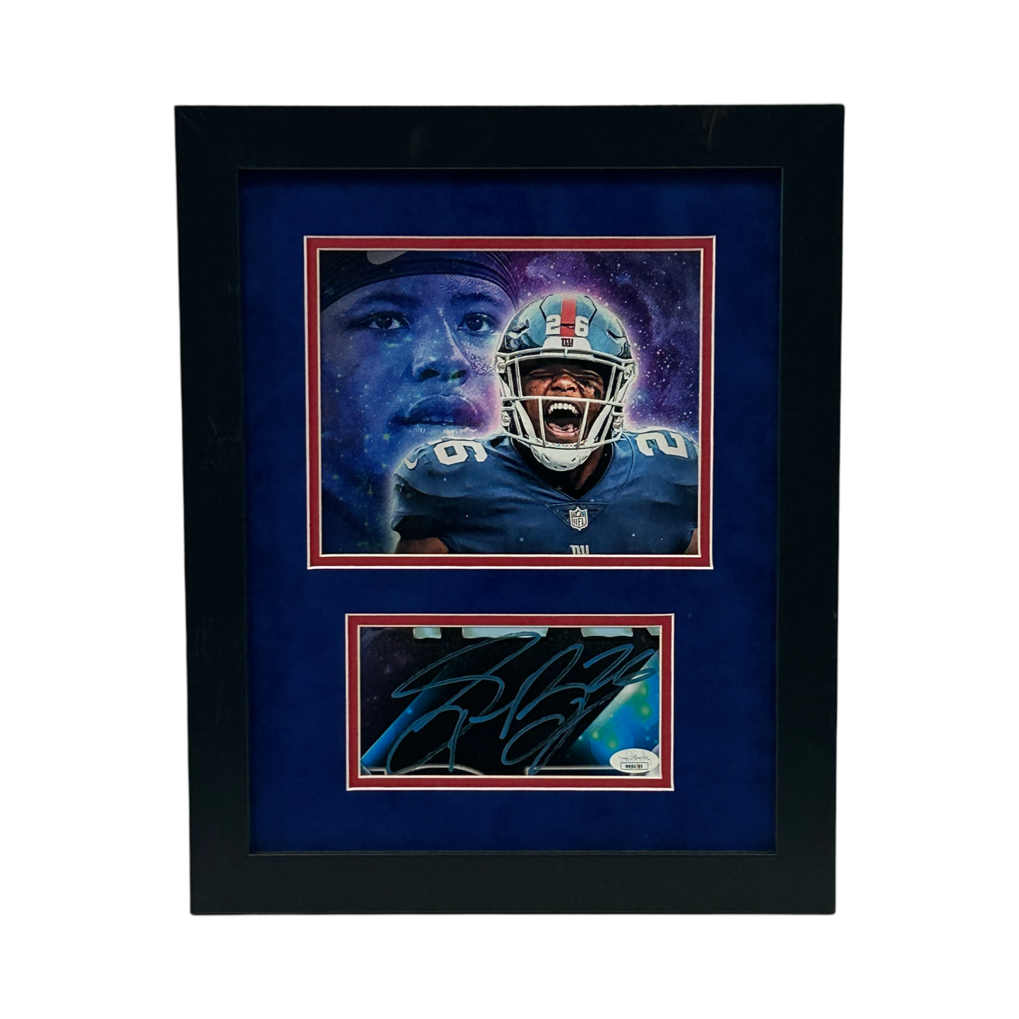Saquon Barkley Autographed New York Giants Framed 5x7 Cut JSA