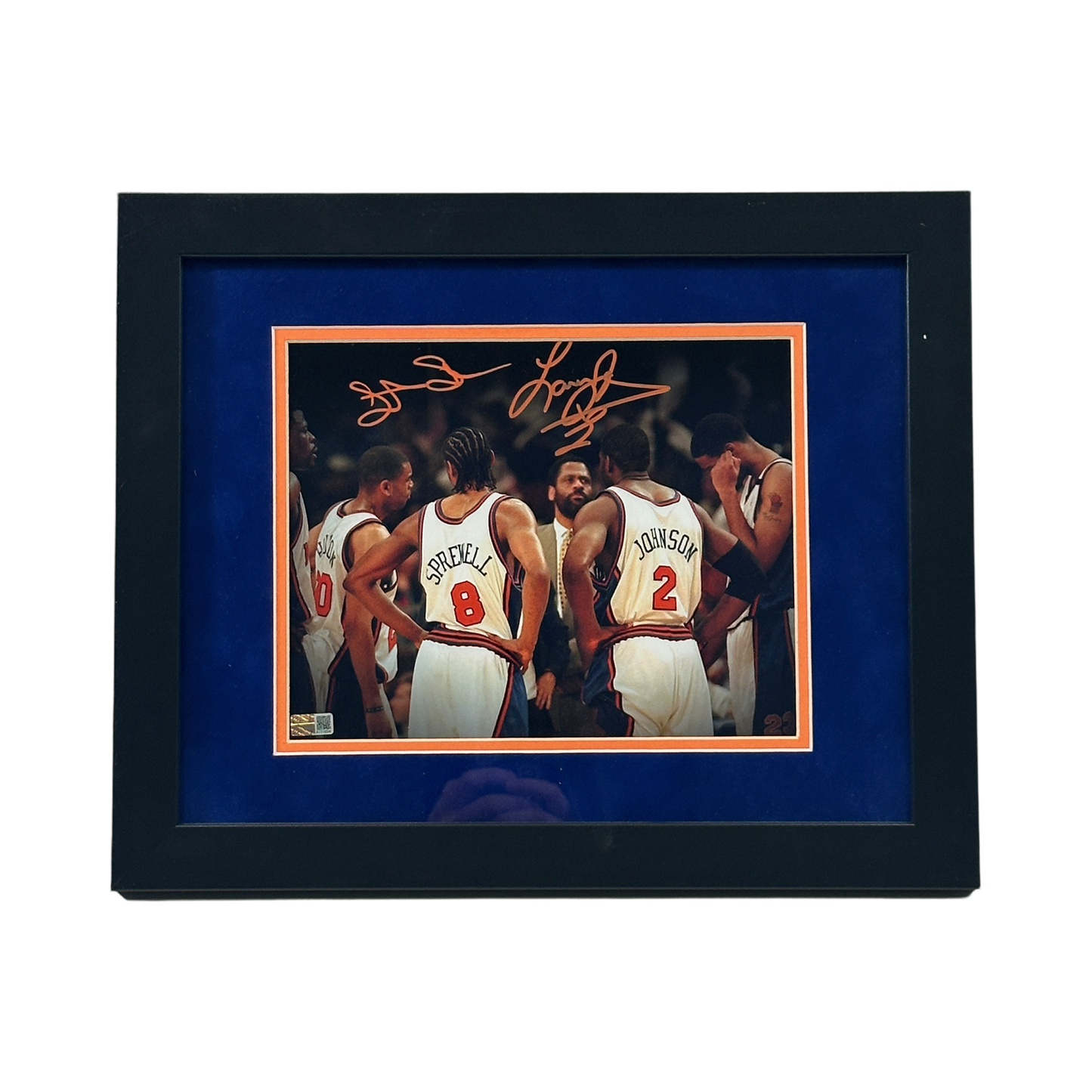 Larry Johnson & Latrell Sprewell Autographed New York Knicks Back Numbers Framed 8x10 Steiner CX