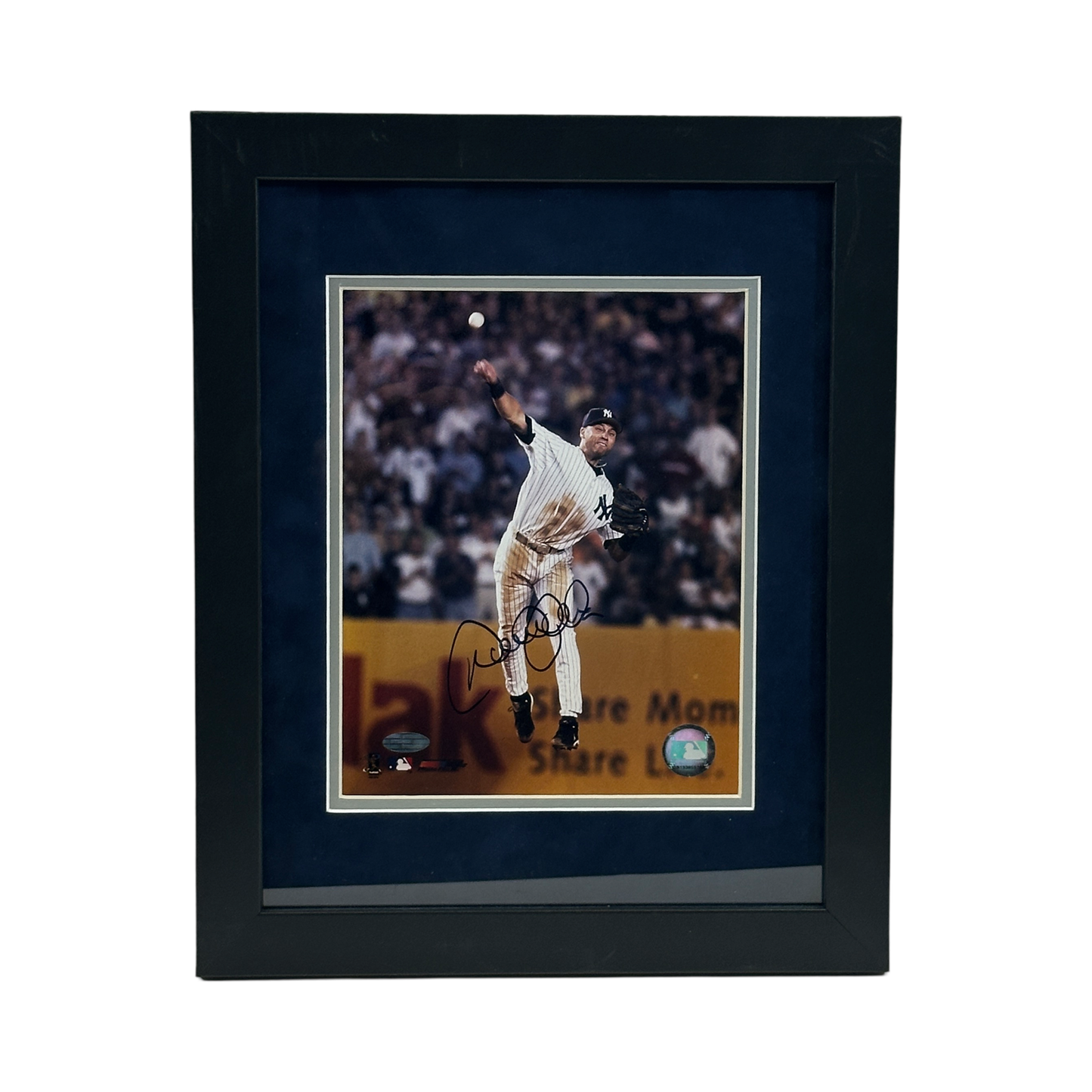 Derek Jeter Autographed New York Yankees Throw Framed 8x10 Steiner