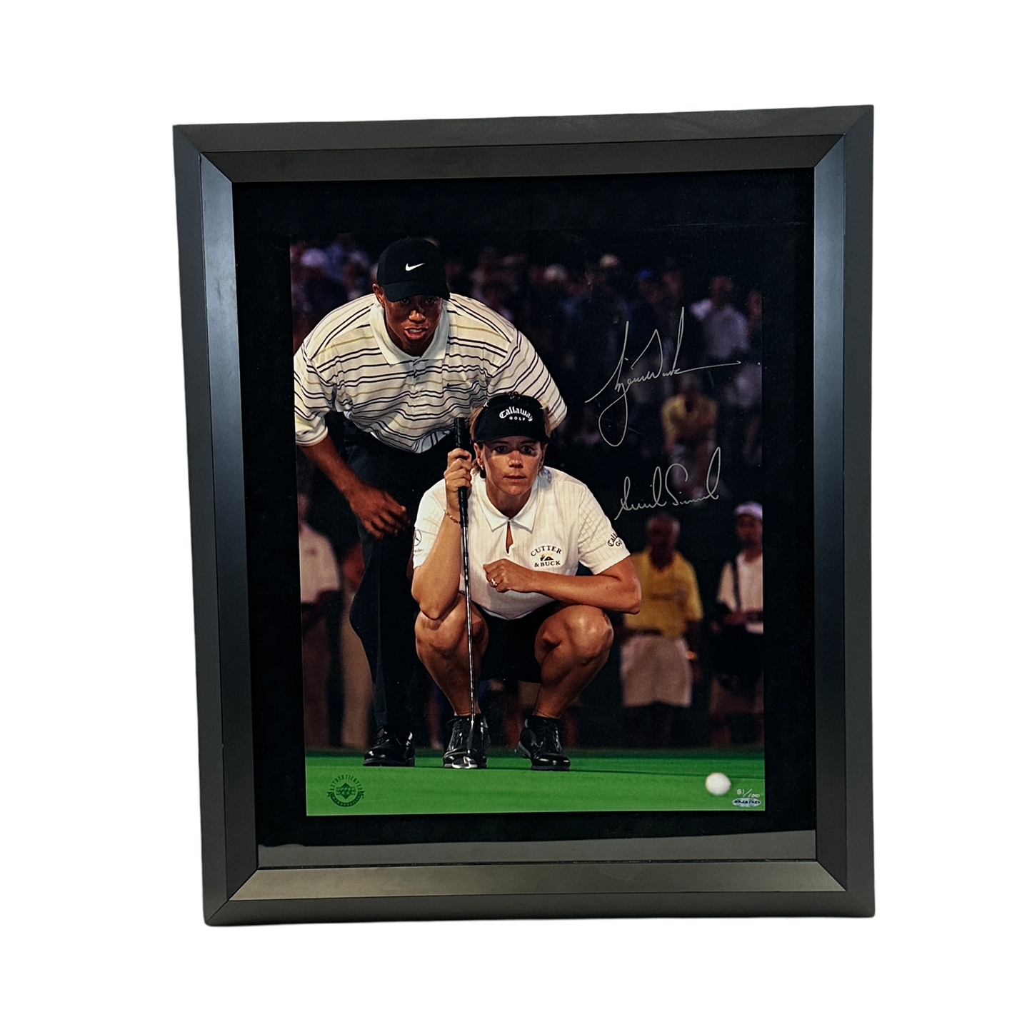 Tiger Woods & Annika Sorenstam Autographed Framed 16x20 Photo Upper Deck 81/100