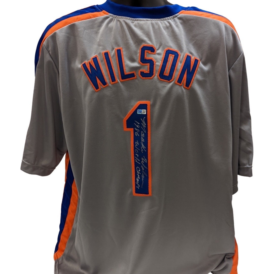 Mookie Wilson Autographed New York Mets Grey Jersey 1986 World Champs Inscription Steiner CX