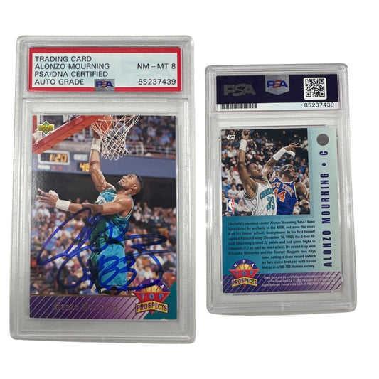 1993 Alonzo Mourning Autographed Upper Deck NBA Top Prospects #457 PSA NM-MT 8 Auto