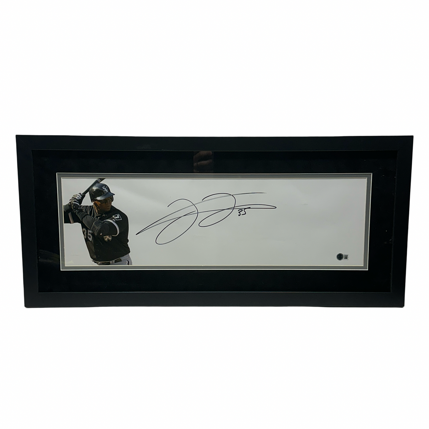 Frank Thomas Autographed Chicago White Sox Framed Black Mat 8x26 Photo Beckett BAS