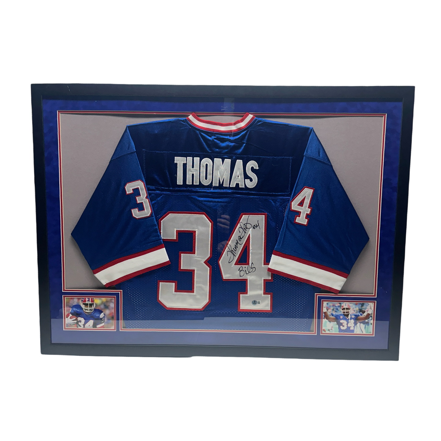 Thurman Thomas Autographed Buffalo Bills Blue Jersey Beckett - Framed
