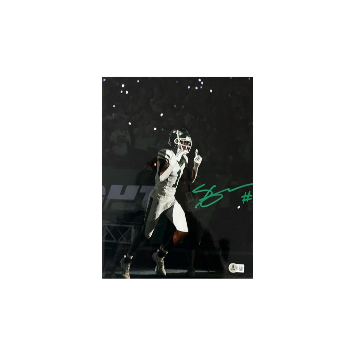 Sauce Gardner Autographed New York Jets Opening Night Blackout 11x14 Beckett