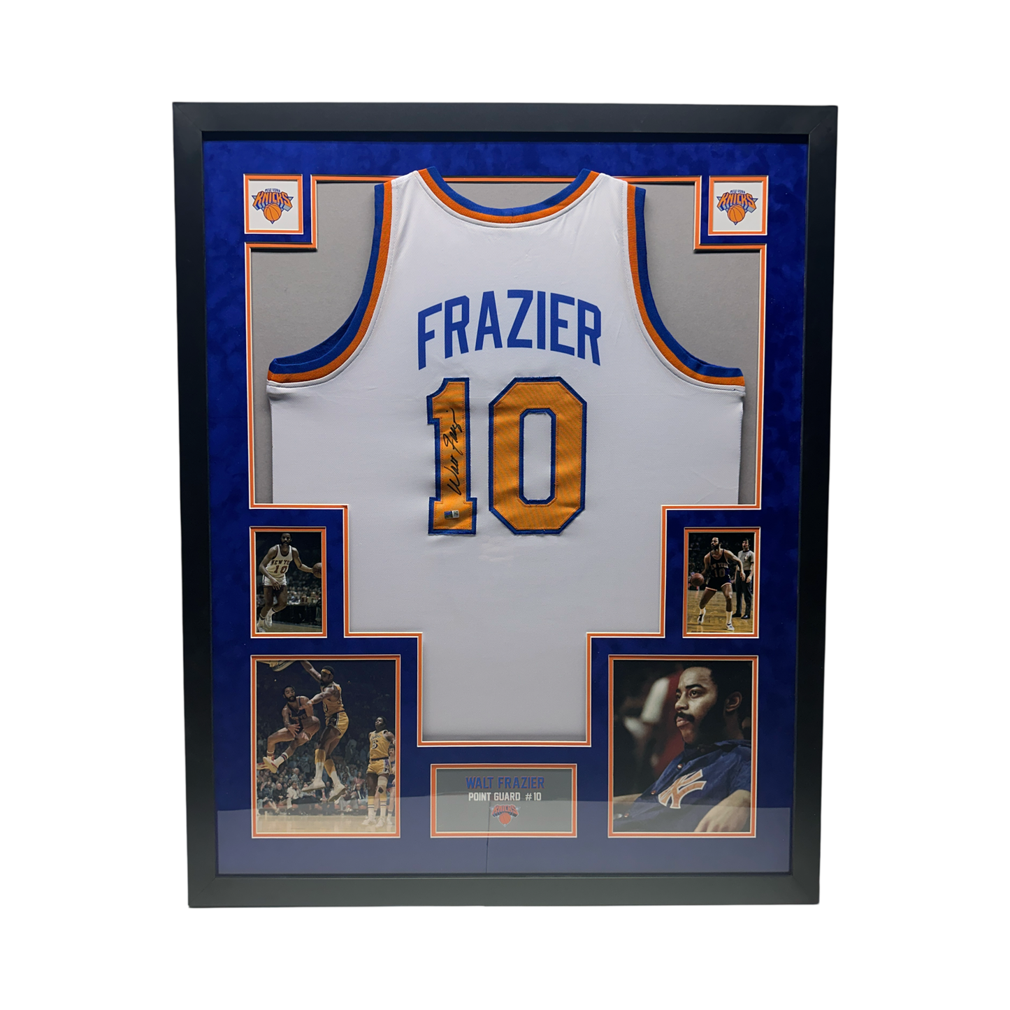 Walt Clyde Frazier Autographed New York Knicks White Jersey Steiner CX - Framed