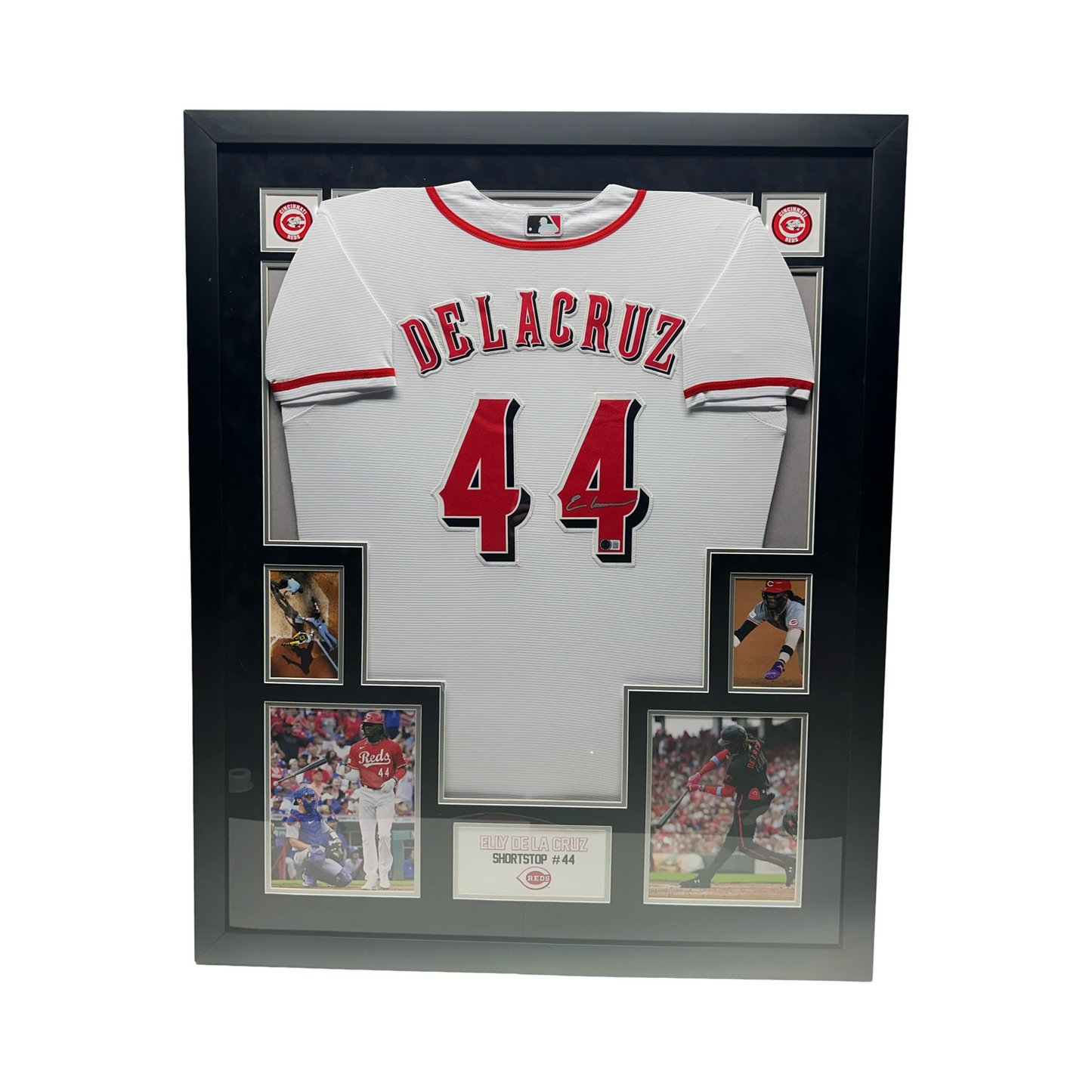 Elly De La Cruz Autographed Cincinnati Reds White Nike Jersey Beckett - Framed