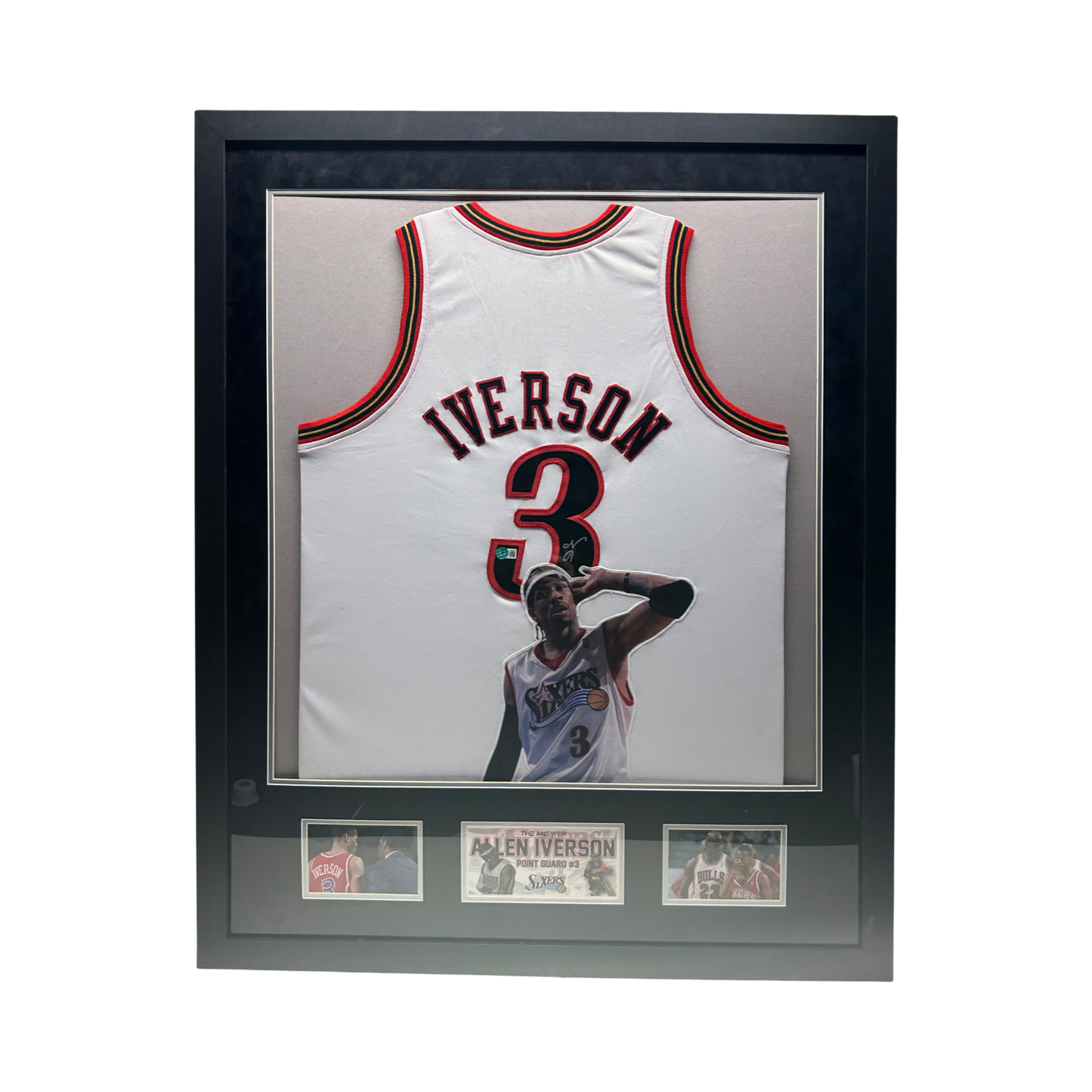 Allen Iverson Autographed Philadelphia 76’ers White Art Jersey Beckett - Framed