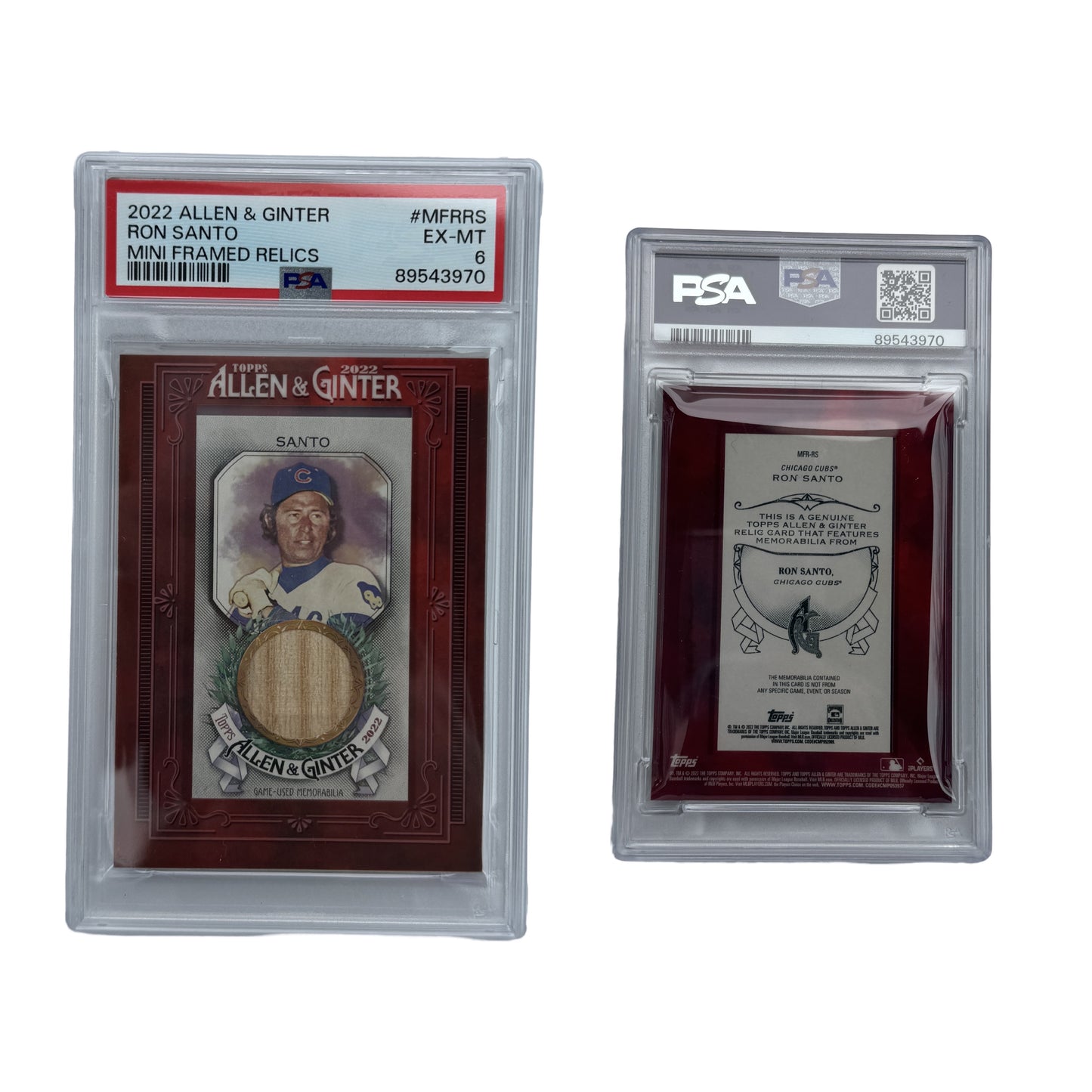 2022 Ron Santo Allen & Ginter Mini Framed Relics #MFRRS PSA EX- MT 6
