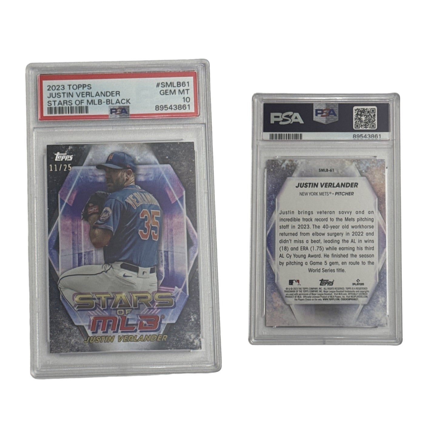 2023 Justin Verlander Topps Stars of the MLB Black /25 #SMLB61 PSA GEM MT 10